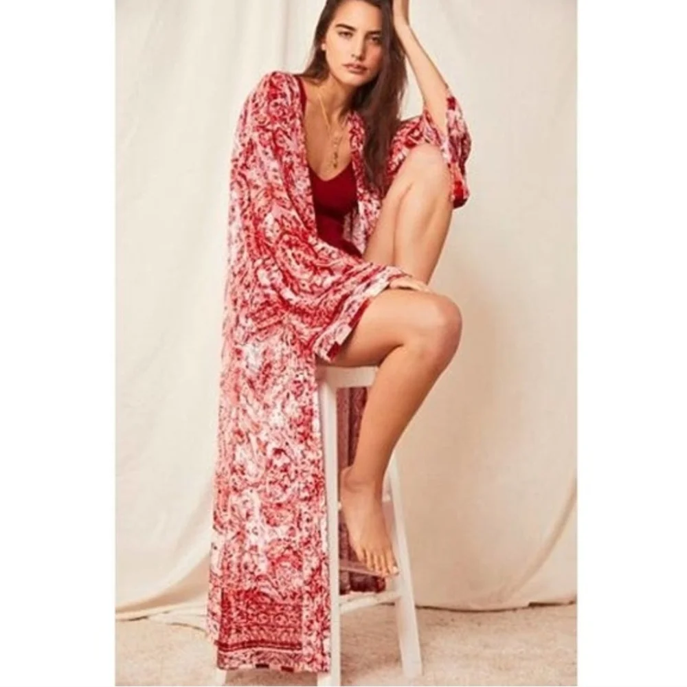 Free People Intimately "Enchanted" Romantic Crushed Velvet Robe Duster XS FP - Picture 3 of 16